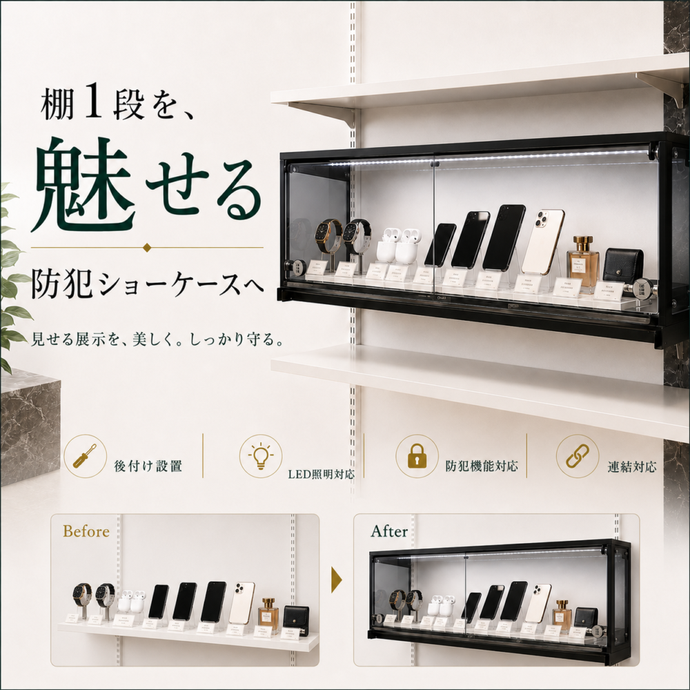 既存什器を1段だけショーケース化